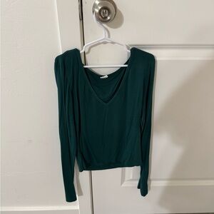 Elegant Green V-Neck Women's Top